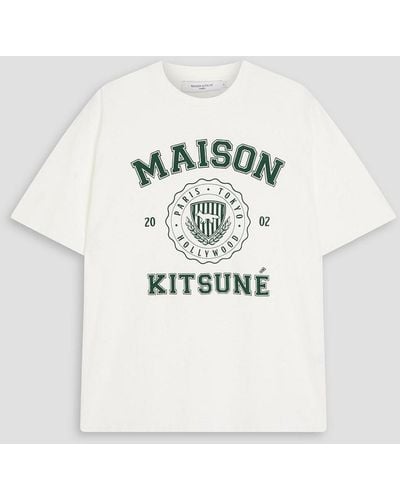 Maison Kitsuné Logo-print Cotton-jersey T-shirt - White