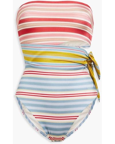 Zimmermann Cutout Striped Bandeau Swimsuit - Pink