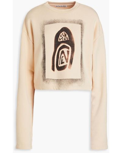 Acne Studios Fabini cropped sweatshirt aus baumwollfrottee mit print - Natur