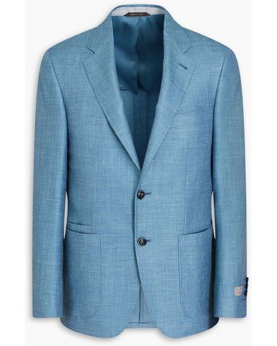 Canali Wool, Silk And Linen-blend Twill Blazer - Blue