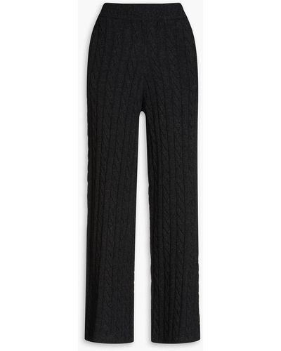 JOSEPH Cable-knit Wide-leg Pants - Black