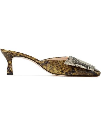 Wandler Isa Snake-effect Leather Mules - Green