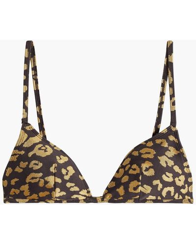 Solid & Striped The Lulu Leopard-jacquard Triangle Bikini Top - Brown