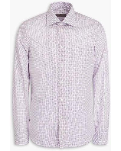 Canali Printed Cotton-poplin Shirt - Purple