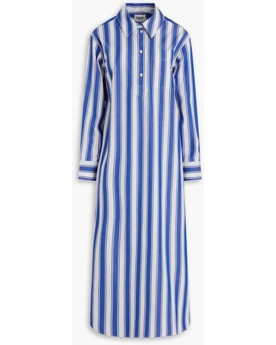 Claudie Pierlot Striped Cotton-poplin Midi Shirt Dress - Blue