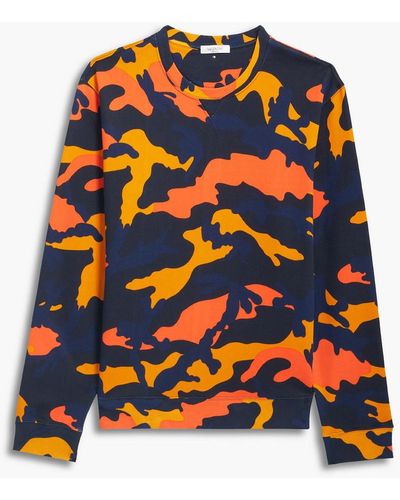 Valentino Rockstud Camouflage French Cotton-terry Sweatshirt - Orange