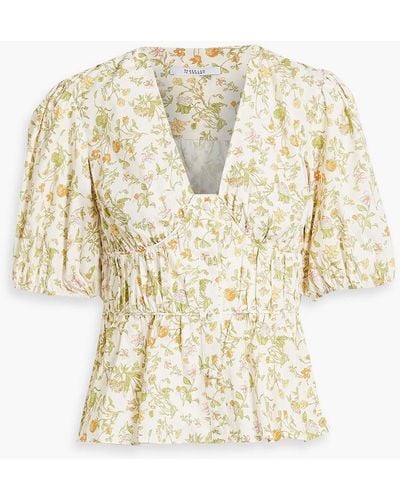 10 Crosby Derek Lam Maureen Floral-print Cotton-blend Poplin Top - White