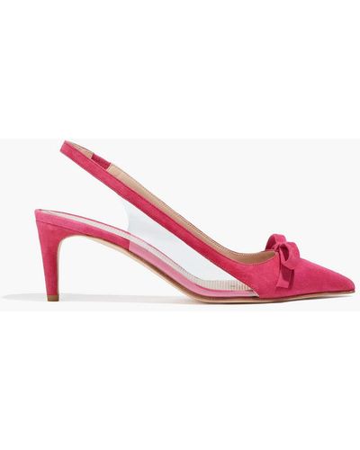 Red(V) Bow-embellished Suede And Pvc Slingback Court Shoes - Pink