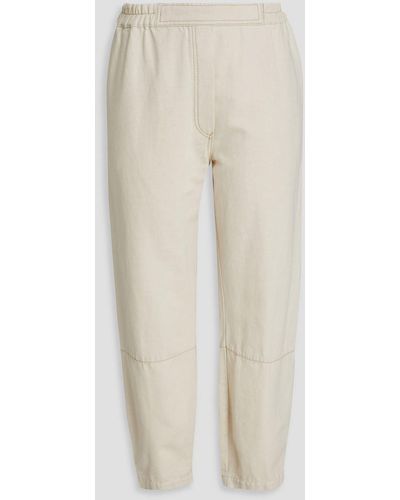 Gentry Portofino Cropped Cotton And Linen-blend Tapered Pants - Natural