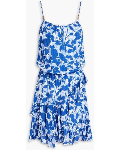 Heidi Klein Tuscany Ruffled Floral-print Woven Mini Dress - Blue