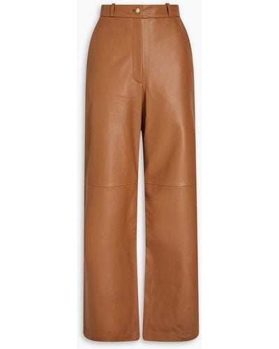 Loulou Studio Noro Leather Wide-leg Trousers - Brown