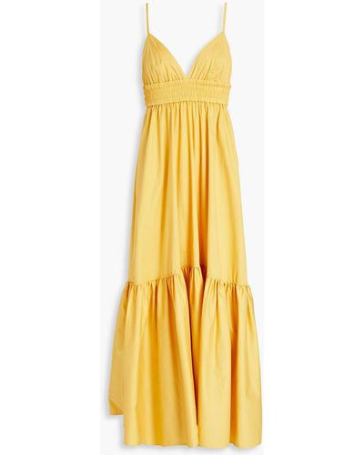 A.L.C. Shirred Cutout Cotton-blend Midi Dress - Yellow