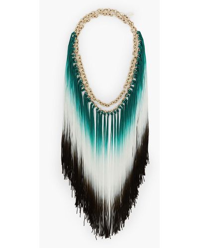 Missoni Fringed Gold-tone And Cord Necklace - Green