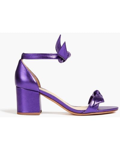 Alexandre Birman Clarita Block 80 Bow-embellished Metallic Leather Sandals - Purple