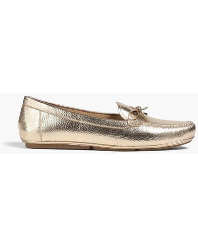 MICHAEL Michael Kors Bow-embellished Textured-leather Loafers - Metallic
