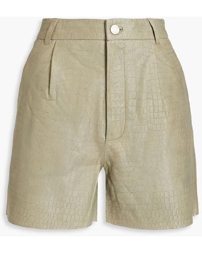 Gestuz Croc-effect Leather Shorts - White