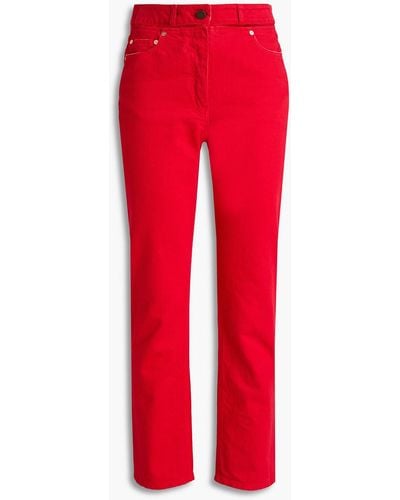 Valentino Garavani Cutout High-rise Slim-leg Jeans - Red