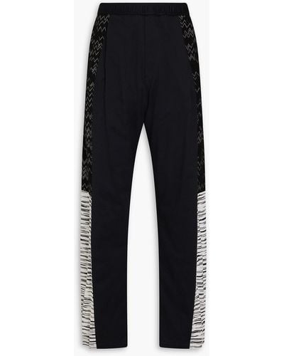 Missoni Crochet-knit Panelled Space-dyed Jersey Trousers - Black