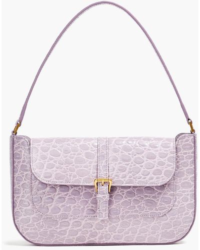 BY FAR Miranda Croc-effect Leather Shoulder Bag - Purple