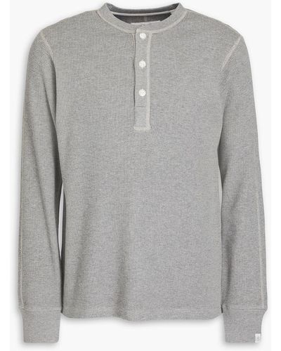 Rag & Bone Waffle-knit Cotton Henley T-shirt - Grey