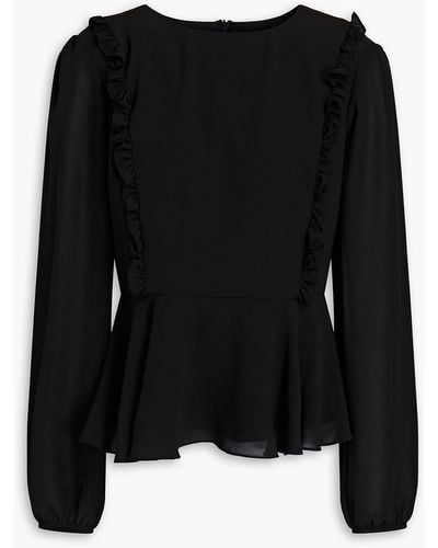 Mikael Aghal Ruffle-trimmed Crepe Blouse - Black
