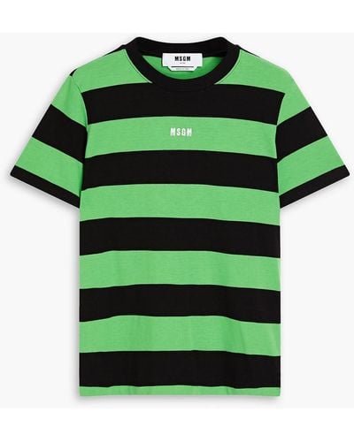 MSGM Striped Cotton-jersey T-shirt - Green