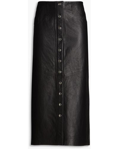 Envelope Leather Midi Skirt - Black