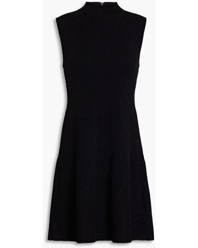 Theory Cutout Metallic Ribbed-knit Mini Dress - Black