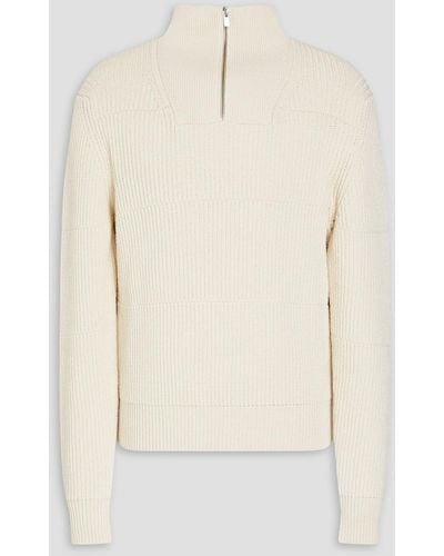 Jacquemus Ribbed Cotton-blend Half-zip Sweater - Natural