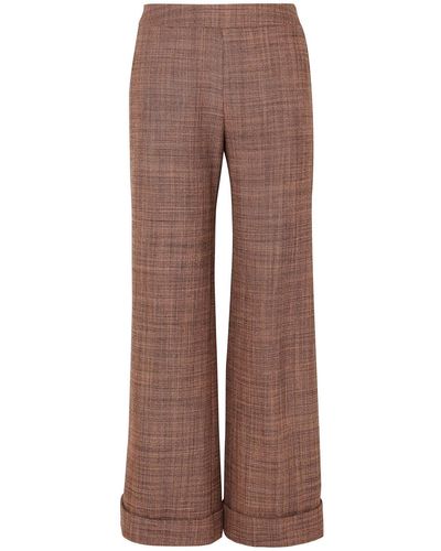Agnona Wool-tweed Straight-leg Trousers - Natural