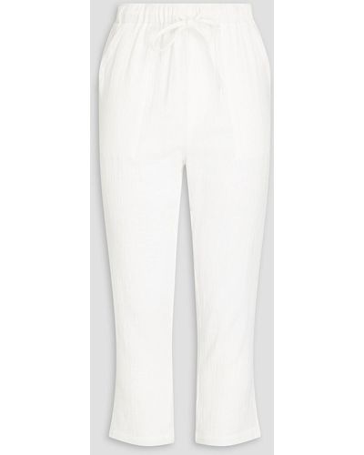 Monrow Cropped Cotton-gauze Bootcut Pants - White