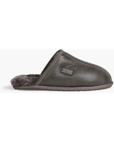 Australia Luxe Shearling-lined Leather Slippers - Black