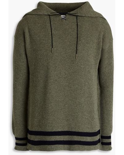 Maison Margiela Striped Ribbed Wool Sweater - Green