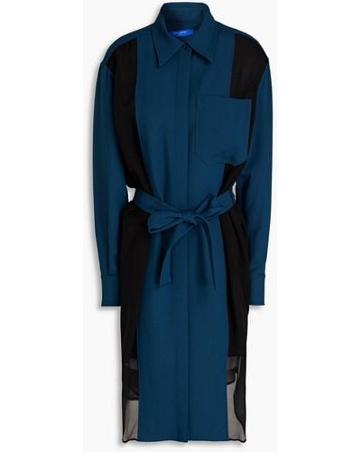 Nina Ricci Crepe-paneled Silk-chiffon Shirt Dress - Blue
