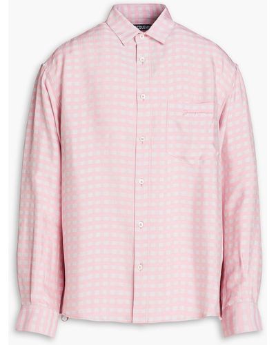 Jacquemus Simon Checked Satin-jacquard Shirt - Pink