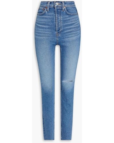 RE/DONE Hoch sitzende skinny jeans in distressed-optik - Blau