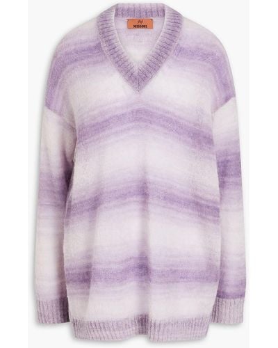 Missoni Striped Knitted Jumper - Purple