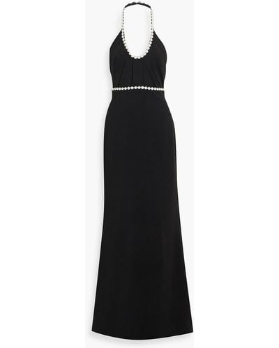 Badgley Mischka Embellished Crepe Halterneck Gown - Black