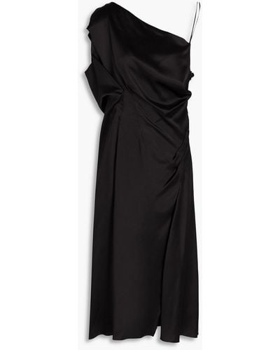 Versace Draped Silk-satin Midi Dress - Black