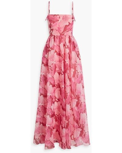 Mikael Aghal Floral-print Chiffon Maxi Dress - Pink