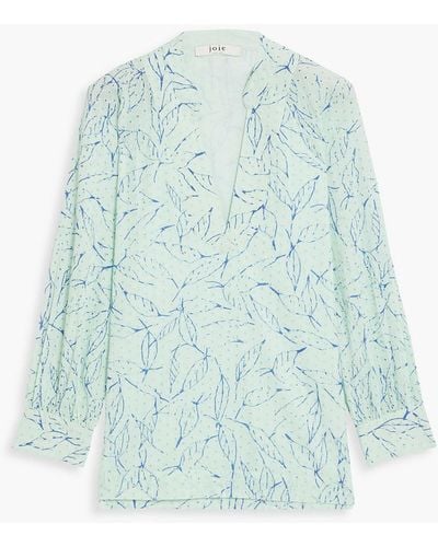 Joie Perci Printed Broderie Anglaise Cotton Top - Blue