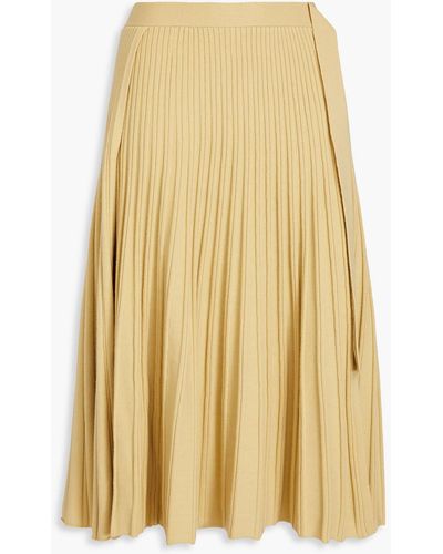 3.1 Phillip Lim Wrap-effect Wool-effect Pleated Midi Skirt - Yellow