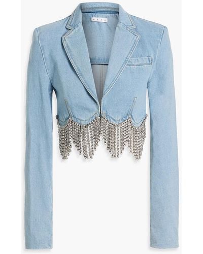 Area Cropped blazer aus denim mit kristallverzierung - Blau