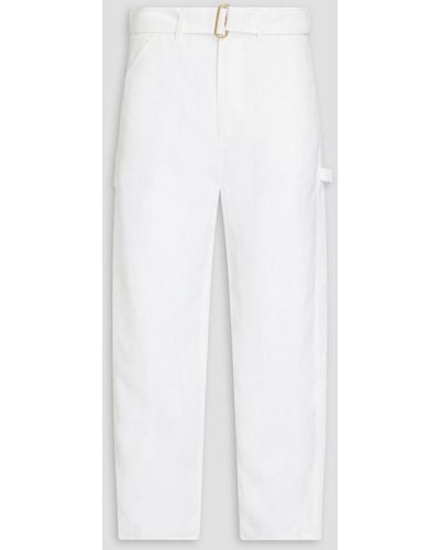Dunhill Belted Linen-canvas Pants - White