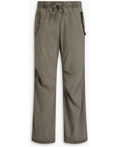 James Perse Stretch Cotton-poplin Wide-leg Trousers - Green