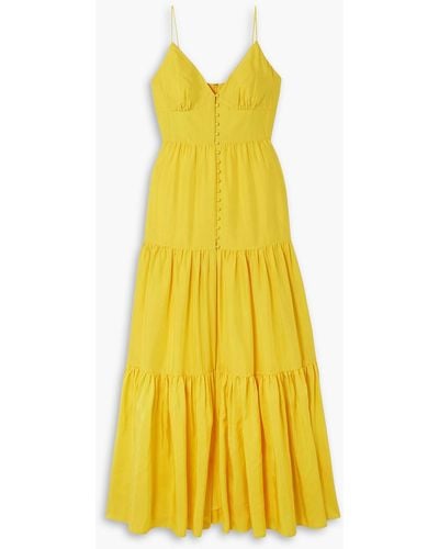 Rebecca Vallance Izzy Tiered Silk-taffeta Maxi Dress - Yellow
