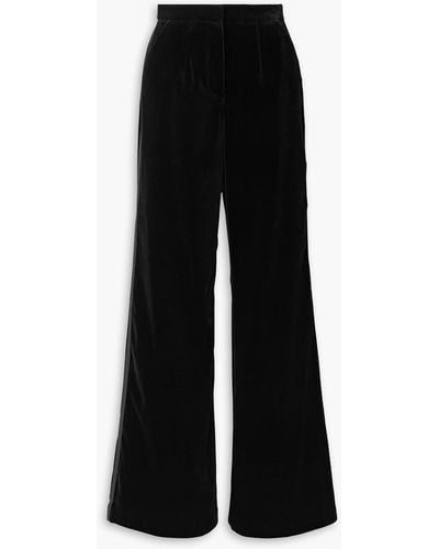 Costarellos Juleen Cotton-velvet Wide-leg Trousers - Black