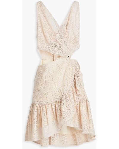 Sandro Laeticia Embellished Cutout Broderie Anglaise Mini Dress - Natural