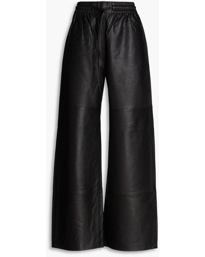 GRLFRND Billie Leather Wide-leg Trousers - Black