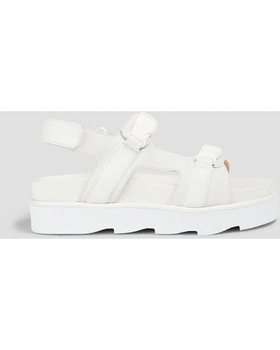 Stuart Weitzman Buckled Leather Platform Sandals - White